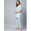 Generic Women's Rayon Floral Kaftan Sleeve Kaftan Sets (Light Blue)