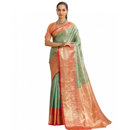 Women's Faux_Banarasi_Silk Woven Saree With Unstitched Blouse 5.5Mtr (Green)