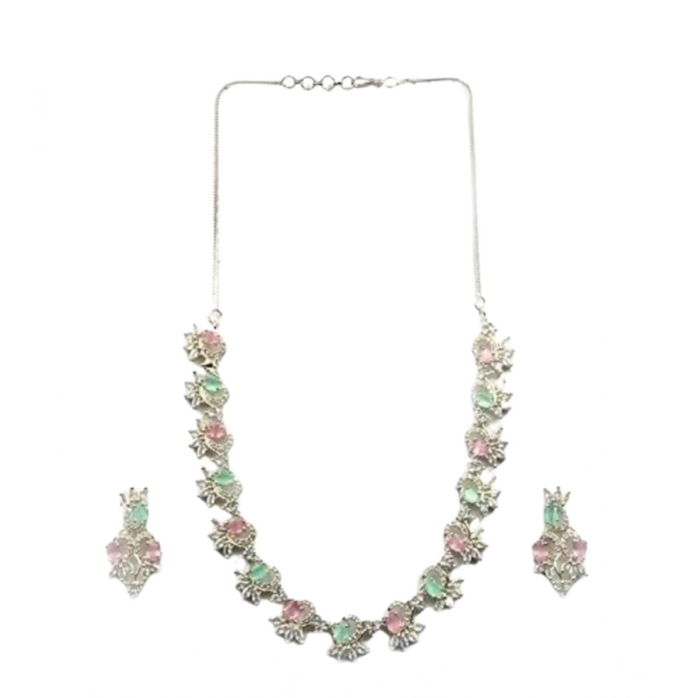 Generic Women's Brass Silver Plated Necklace set (Multicolor) Generic Women's Brass Silver Plated Necklace set (Multicolor)