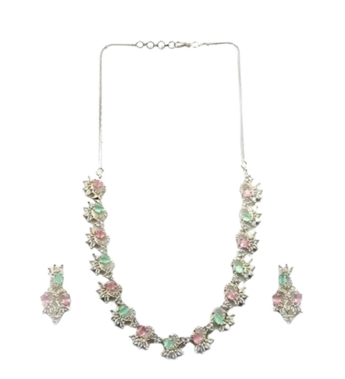 Generic Women's Brass Silver Plated Necklace set (Multicolor) Generic Women's Brass Silver Plated Necklace set (Multicolor)