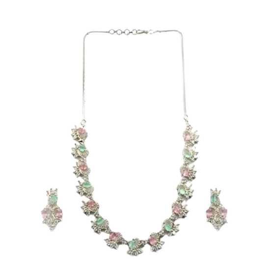 Generic Women's Brass Silver Plated Necklace set (Multicolor) Generic Women's Brass Silver Plated Necklace set (Multicolor)