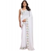 Generic Women's Georgette Printed Saree With Unstitched Blouse 5.5Mtr (White)