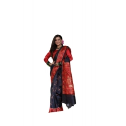 Generic Women's Faux_Tussar_Silk Printed Saree With Unstitched Blouse 5.5Mtr (Black)