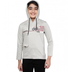 Generic Boy's Cotton Printeded Hooded Neck Hoodies (Grey )