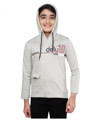 Generic Boy's Cotton Printeded Hooded Neck Hoodies (Grey )