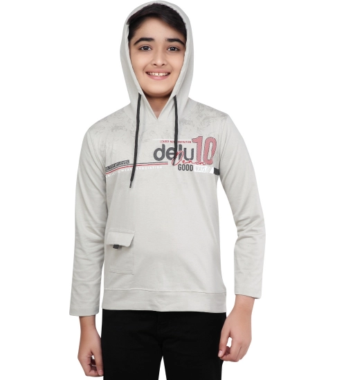 Generic Boy's Cotton Printeded Hooded Neck Hoodies (Grey )