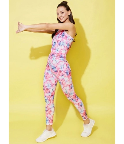 Generic Women's Polyester Lycra Printed Sleeveless Active Wear (Multicolor)