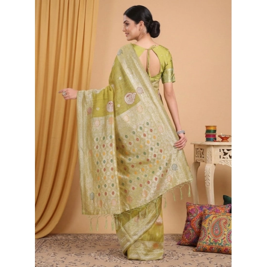 Generic Women's Linen Cotton Printed Saree With Unstitched Blouse 5.5Mtr (Mustard) Generic Women's Linen Cotton Printed Saree With Unstitched Blouse 5.5Mtr (Mustard)