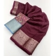 Generic Women's Cotton Blend Checkered Saree With Unstitched Blouse 5.5Mtr (Maroon)