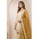 Generic Women's Silk Embroidered 3/4th Sleeve V-Neck Kurti With Sharara Pant and Dupatta Set (Cream &amp; Yellow)