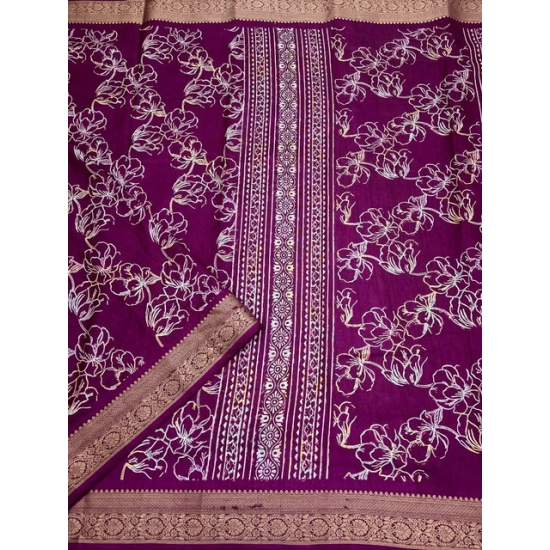Generic Women's Cotton Silk Floral Printed Saree With Unstitched Blouse 5.5Mtr (Wine) Generic Women's Cotton Silk Floral Printed Saree With Unstitched Blouse 5.5Mtr (Wine)