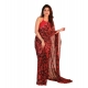 Generic Women's Georgette Floral Printed Saree With Unstitched Blouse 5.5Mtr (Black-Red)