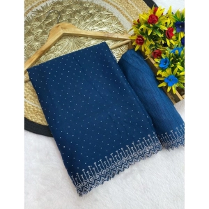 Generic Women's Georgette Stone Work Saree With Unstitched Blouse 5.5Mtr (Light Green)