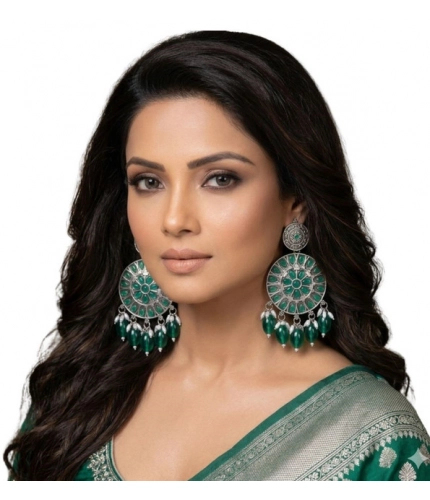 Generic Women's Zinc Alloy Gold Plated Chandbali Earrings (Multicolor)