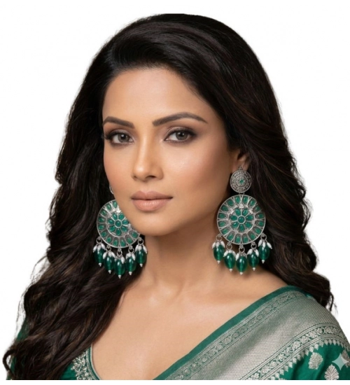 Generic Women's Zinc Alloy Gold Plated Chandbali Earrings (Multicolor) Generic Women's Zinc Alloy Gold Plated Chandbali Earrings (Multicolor)