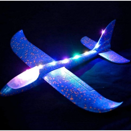 Generic EPP Foam Galaxy Hand Throw Flying LED Glider Airplane (Blue-Multicolor)