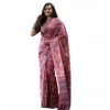 Generic Women's Faux_Tussar_Silk Abstract_Print Saree With Unstitched Blouse 5.5Mtr (Pink)