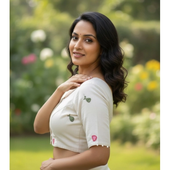 Generic Women's Cambric Cotton Round Neck Padded Blouse (White, 38 Ready Size (Self-Alterable 36–40) Generic Women's Cambric Cotton Round Neck Padded Blouse (White, 38 Ready Size (Self-Alterable 36–40)