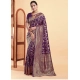 Generic Women's Jacquard Printed Saree With Unstitched Blouse 5.5Mtr (Purple)