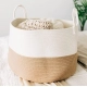 Generic Cotton Pack Of_1 12x14 Inch Laundry Storage Basket For Clothes (Beige-White)