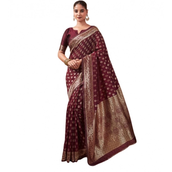 Generic Women's Jacquard Printed Saree With Unstitched Blouse 5.5Mtr (Maroon) Generic Women's Jacquard Printed Saree With Unstitched Blouse 5.5Mtr (Maroon)