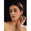 Generic Women's Brass Silver Plated Chandbali Earrings (Multicolor)