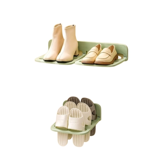 Generic Plastic Solid Wall Hanging Shoe Rack (Multicolor)