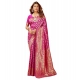 Generic Women's Jacquard Printed Saree With Unstitched Blouse 5.5Mtr (Pink)