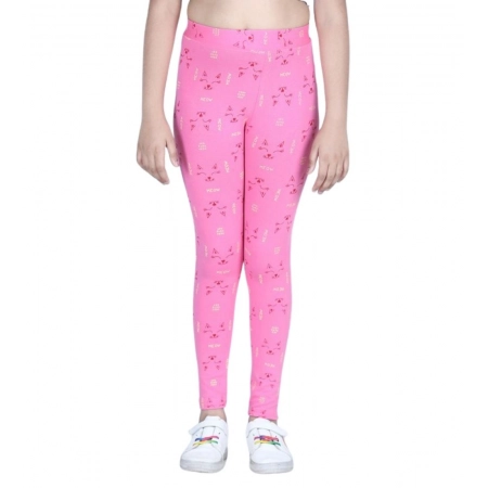 Generic Girl's Cotton Lycra Printed Elasticated Leggings (Pink) Generic Girl's Cotton Lycra Printed Elasticated Leggings (Pink)