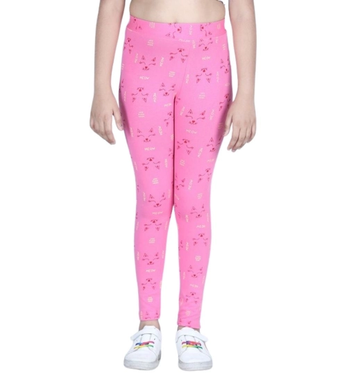 Generic Girl's Cotton Lycra Printed Elasticated Leggings (Pink) Generic Girl's Cotton Lycra Printed Elasticated Leggings (Pink)