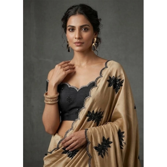 Generic Women's Viscose Silk Embroidered Saree With Unstitched Blouse 5.5Mtr (Beige) Generic Women's Viscose Silk Embroidered Saree With Unstitched Blouse 5.5Mtr (Beige)