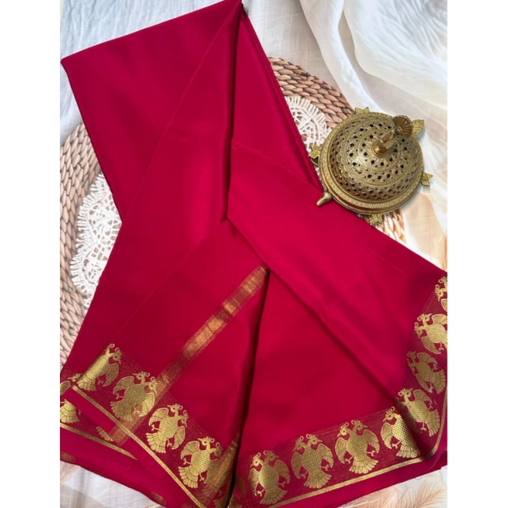 Generic Women's Crepe Chit Pallu Solid Saree With Unstitched Blouse 5.5Mtr (Red) Generic Women's Crepe Chit Pallu Solid Saree With Unstitched Blouse 5.5Mtr (Red)