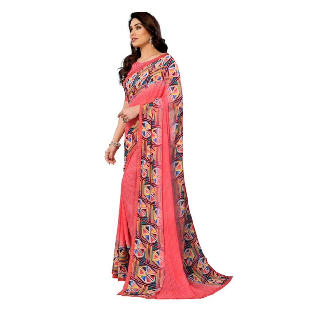 Generic Women's Georgette Printed Saree With Unstitched Blouse 5.5Mtr (Pink) Generic Women's Georgette Printed Saree With Unstitched Blouse 5.5Mtr (Pink)