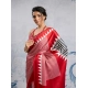 Generic Women's Satin Crepe Printed Saree With Unstitched Blouse 5.5Mtr (Red)