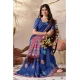 Generic Women's Georgette Printed Saree With Unstitched Blouse 5.5Mtr (Blue)