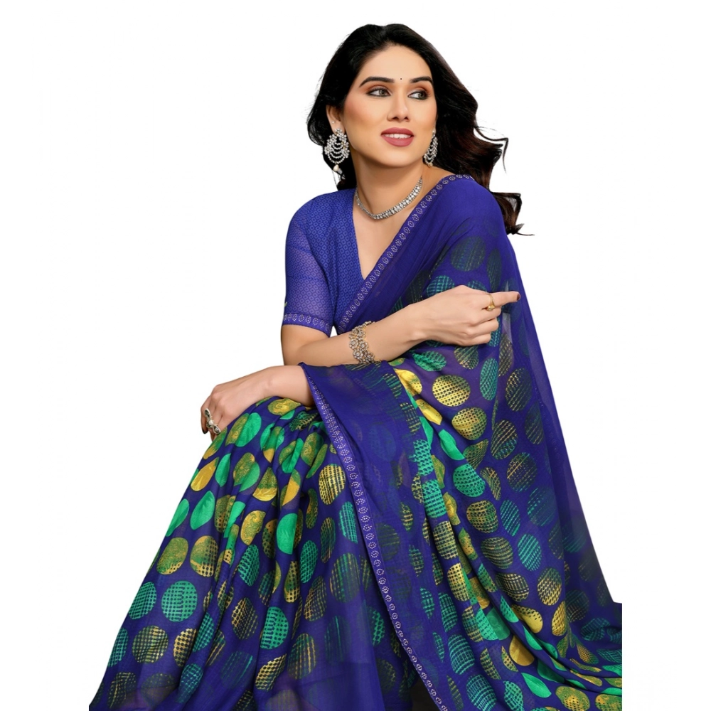 Generic Women's Georgette Printed Saree With Unstitched Blouse 5.5Mtr (Blue) Generic Women's Georgette Printed Saree With Unstitched Blouse 5.5Mtr (Blue)
