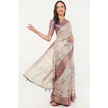 Generic Women's Polyester Printed Saree With Unstitched Blouse 5.5 Mtr (Cream) Generic Women's Polyester Printed Saree With Unstitched Blouse 5.5 Mtr (Cream)