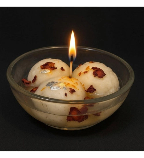 Generic Soya Wax, Glass Rasgulla-Style Glass Bowl Candle
