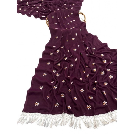 Generic Women's Georgette Embellished Saree With Unstitched Blouse 5.5Mtr (Wine) Generic Women's Georgette Embellished Saree With Unstitched Blouse 5.5Mtr (Wine)