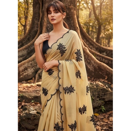 Generic Women's Viscose Silk Embroidered Saree With Unstitched Blouse 5.5Mtr (Beige) Generic Women's Viscose Silk Embroidered Saree With Unstitched Blouse 5.5Mtr (Beige)