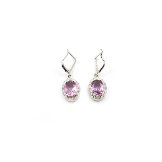 Generic Women's Brass Silver Plated Pendant Set (Pink)