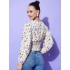 Generic Women's Polyester Floral Long Sleeves Top (Multicolor)