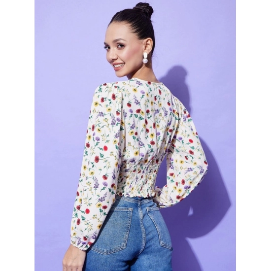 Generic Women's Polyester Floral Long Sleeves Top (Multicolor) Generic Women's Polyester Floral Long Sleeves Top (Multicolor)