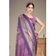 Generic Women's Cotton Silk  Printed Saree With Unstitched Blouse 5.5Mtr (Purple)