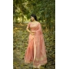 Generic Women's Silk_Blend Checked Saree With Unstitched Blouse 5.5Mtr (Peach)