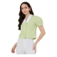 Generic Women's Cotton Striped Half Sleeve Shirt (Green - White)