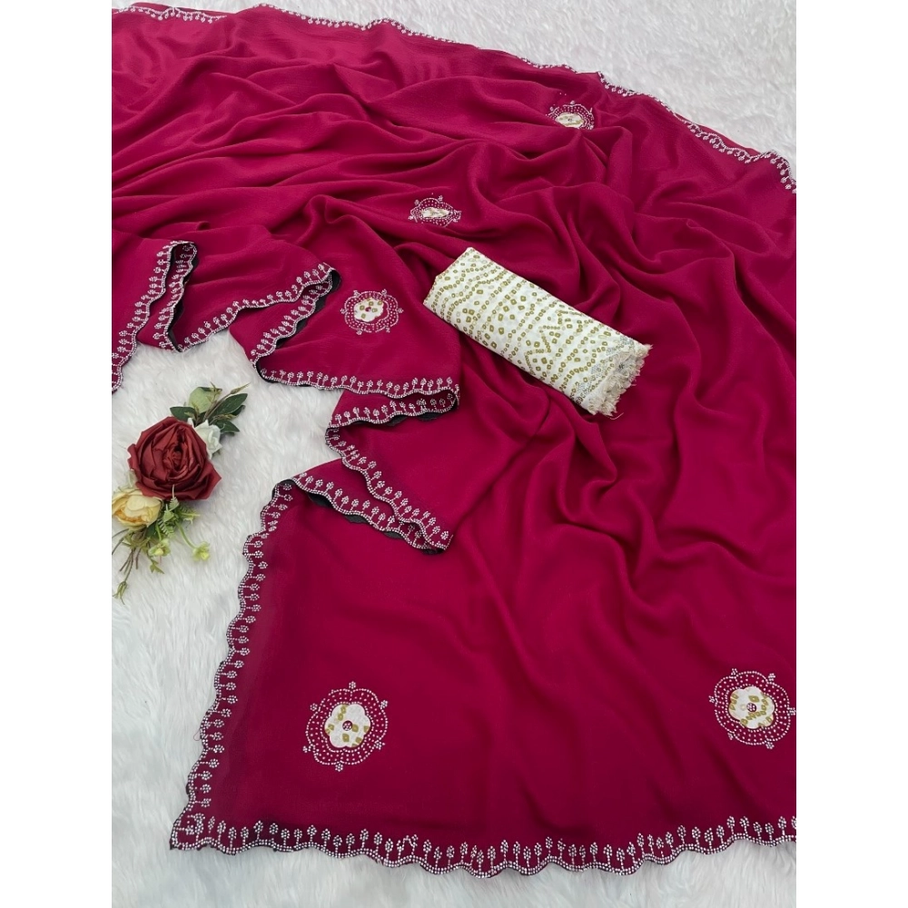 Generic Women's Chiffon Butti Dotted Saree With Unstitched Blouse 5.5Mtr (Pink) Generic Women's Chiffon Butti Dotted Saree With Unstitched Blouse 5.5Mtr (Pink)