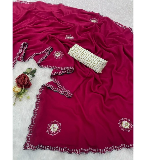 Generic Women's Chiffon Butti Dotted Saree With Unstitched Blouse 5.5Mtr (Pink) Generic Women's Chiffon Butti Dotted Saree With Unstitched Blouse 5.5Mtr (Pink)