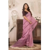 Generic Women's Faux Linen Geometric Ready to wear Saree With Unstitched Blouse 5.5Mtr (LightPink)