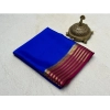 Generic Women's Crepe Chit Pallu Solid Saree With Unstitched Blouse 5.5Mtr (Navy Blue)